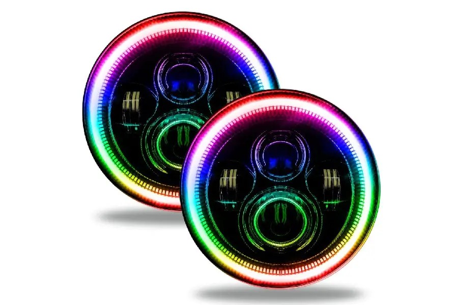 Jeep Wrangler JL & Gladiator JT Oracle 7in High Powered LED Headlights (Pair) - Black Bezel - Dynamic ColorSHIFT