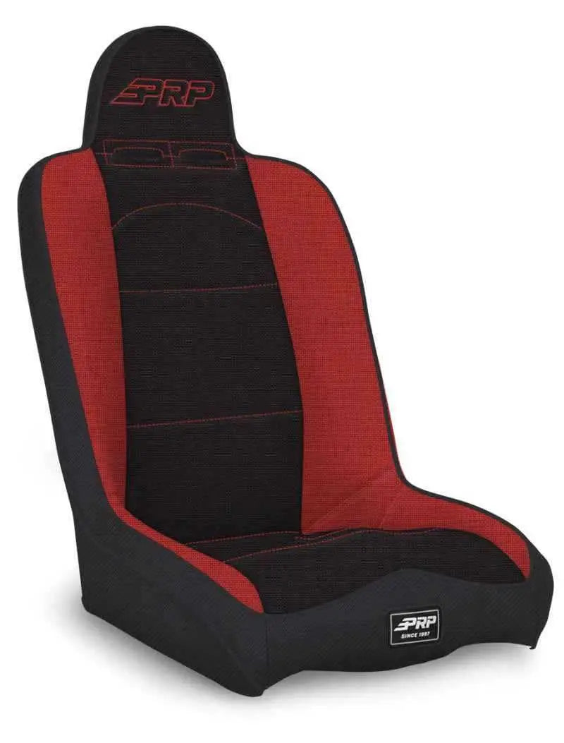 PRP Daily Driver High Back Suspension Seat (Two Neck Slots) - Black/Red a140110-72