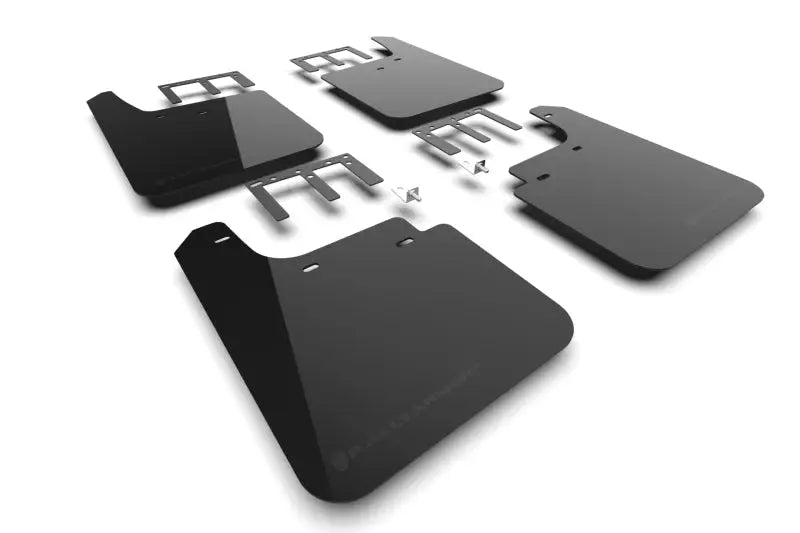 Rally Armor 19-24 Gen 4 Chevy Silverado 1500 Black UR Mud Flap Metallic Black Logo ralmf121-ur-blk-mbk