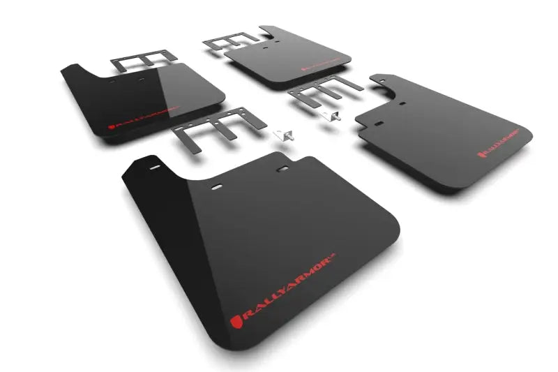 Rally Armor 19-24 Gen 4 Chevy Silverado 1500 Black UR Mud Flap Metallic Red Logo ralMF121-UR-BLK-RD