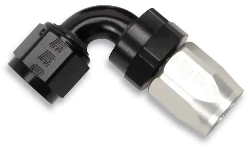 Russell Performance -12 AN Black/Silver 90 Degree Full Flow Swivel Hose End 613193