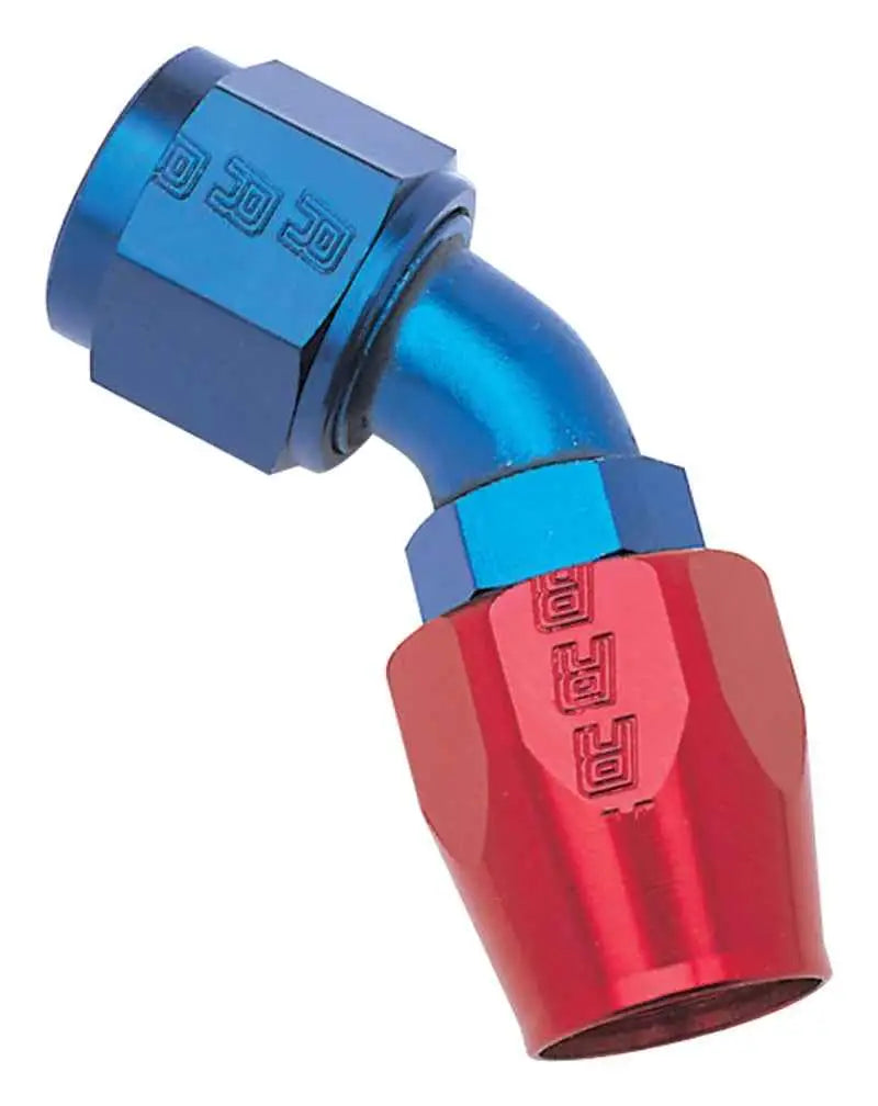 Russell Performance -8 AN Red/Blue 45 Degree Full Flow Hose End 610100