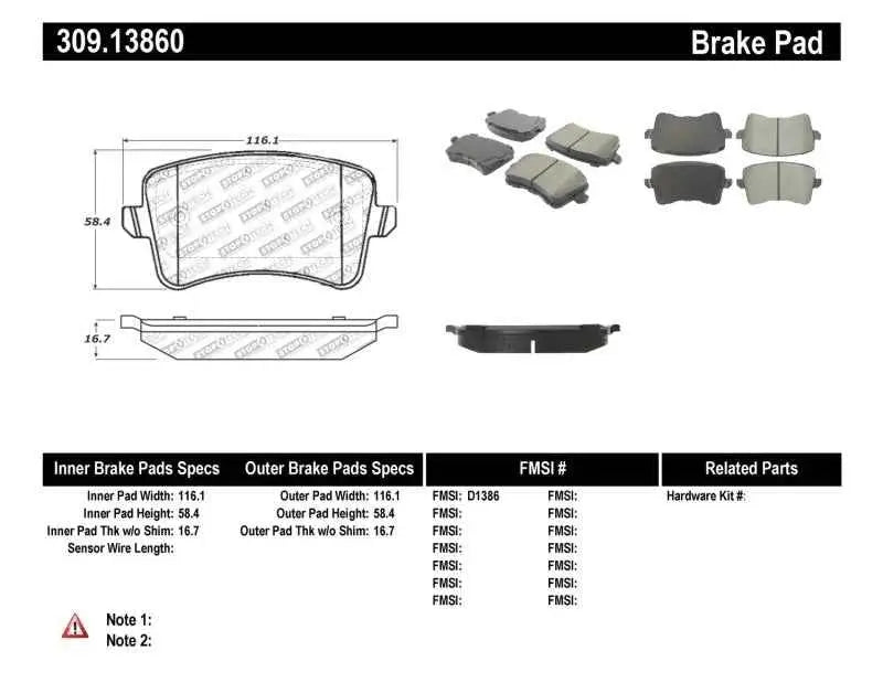 StopTech Performance Brake Pads 309-13860