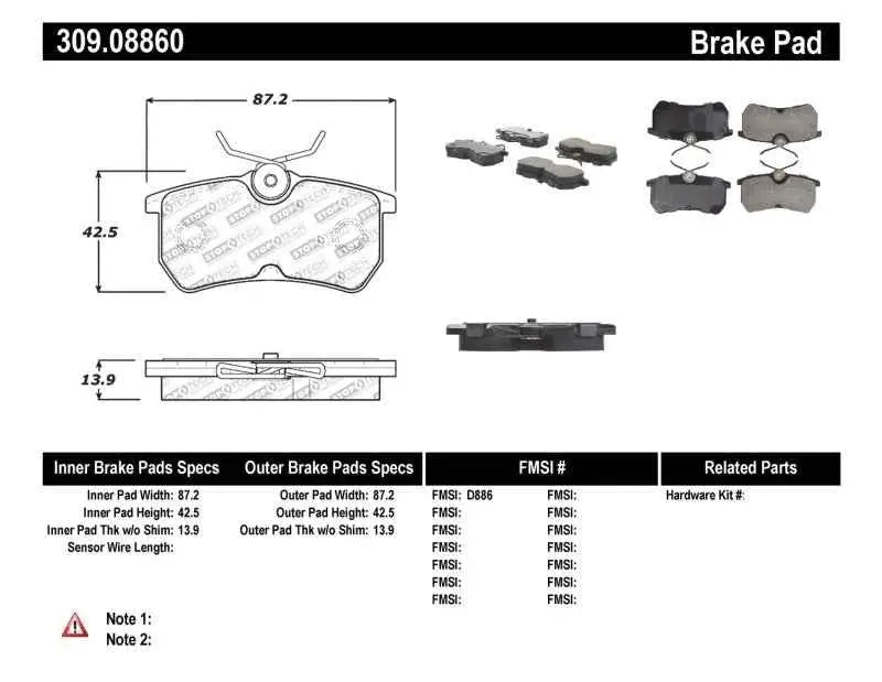 StopTech Performance Brake Pads 309-08860