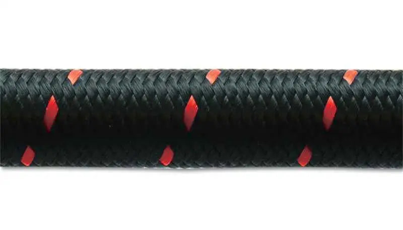 Vibrant -8 AN Two-Tone Black/Red Nylon Braided Flex Hose (5 foot roll) 11988r