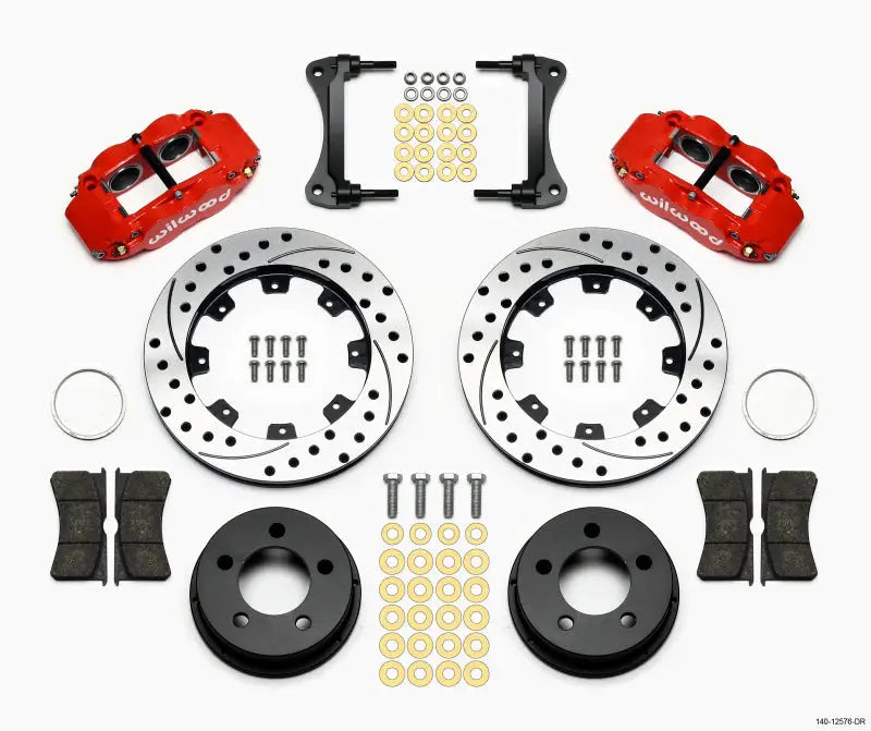 Wilwood Narrow Superlite 4R Front Kit 12.19in Drilled Red 87-89 Jeep YJ wil140-12576-dr